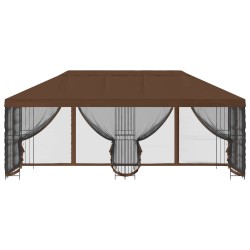 Gazebo avec murs latéraux 6 x 3 m Marron Polyester et Acier 190 643956643956