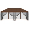 Gazebo avec murs latéraux 6 x 3 m Marron Polyester et Acier 190 643956643956