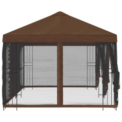Gazebo avec murs latéraux 6 x 3 m Marron Polyester et Acier 190 643956643956