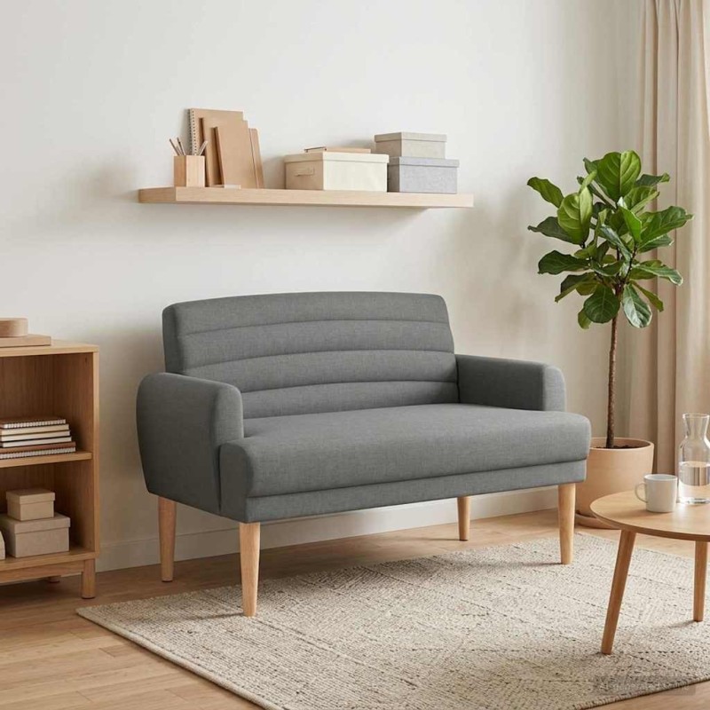 Canapé love seat avec capitonnage en boutons Gris foncé Tissu 643957643957