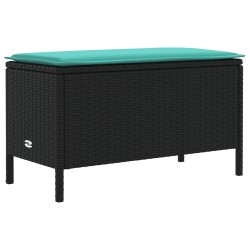 Pouf de Jardin Noir et turquoise 80 x 38 x 42 cm Rotin PE 643962643962