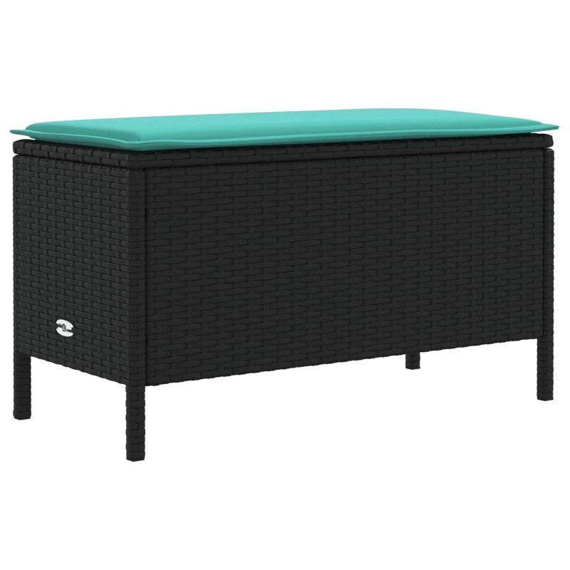 Pouf de Jardin Noir et turquoise 80 x 38 x 42 cm Rotin PE 643962643962