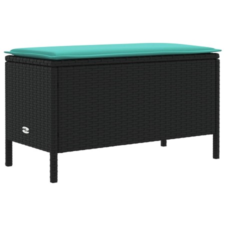 Pouf de Jardin Noir et turquoise 80 x 38 x 42 cm Rotin PE 643962643962