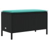 Pouf de Jardin Noir et turquoise 80 x 38 x 42 cm Rotin PE 643962643962