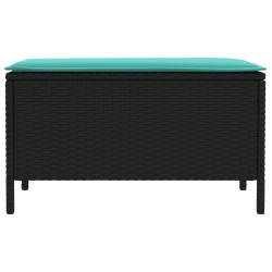 Pouf de Jardin Noir et turquoise 80 x 38 x 42 cm Rotin PE 643962643962