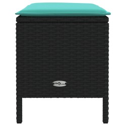 Pouf de Jardin Noir et turquoise 80 x 38 x 42 cm Rotin PE 643962643962