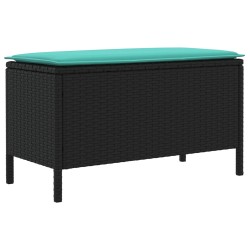 Pouf de Jardin Noir et turquoise 80 x 38 x 42 cm Rotin PE 643962643962