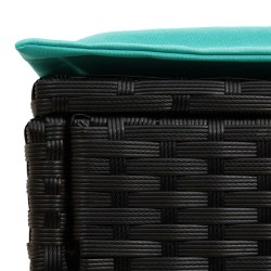 Pouf de Jardin Noir et turquoise 80 x 38 x 42 cm Rotin PE 643962643962