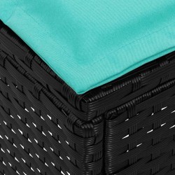 Pouf de Jardin Noir et turquoise 80 x 38 x 42 cm Rotin PE 643962643962
