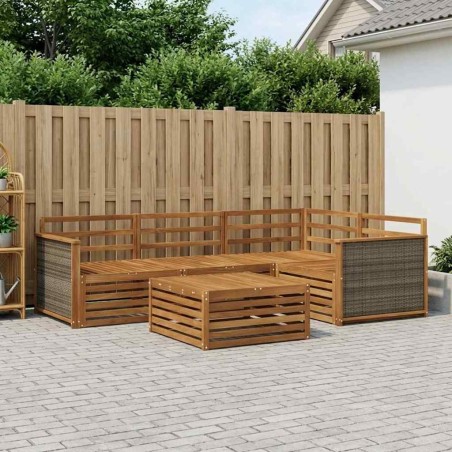 Ensemble de canapés d'extérieur 5 pcs Naturel 643965643965