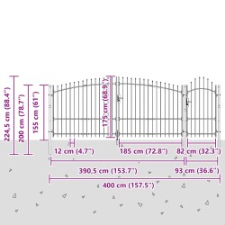 Porte de Jardin Woerden Gris 175 x 400 cm Acier 643968643968