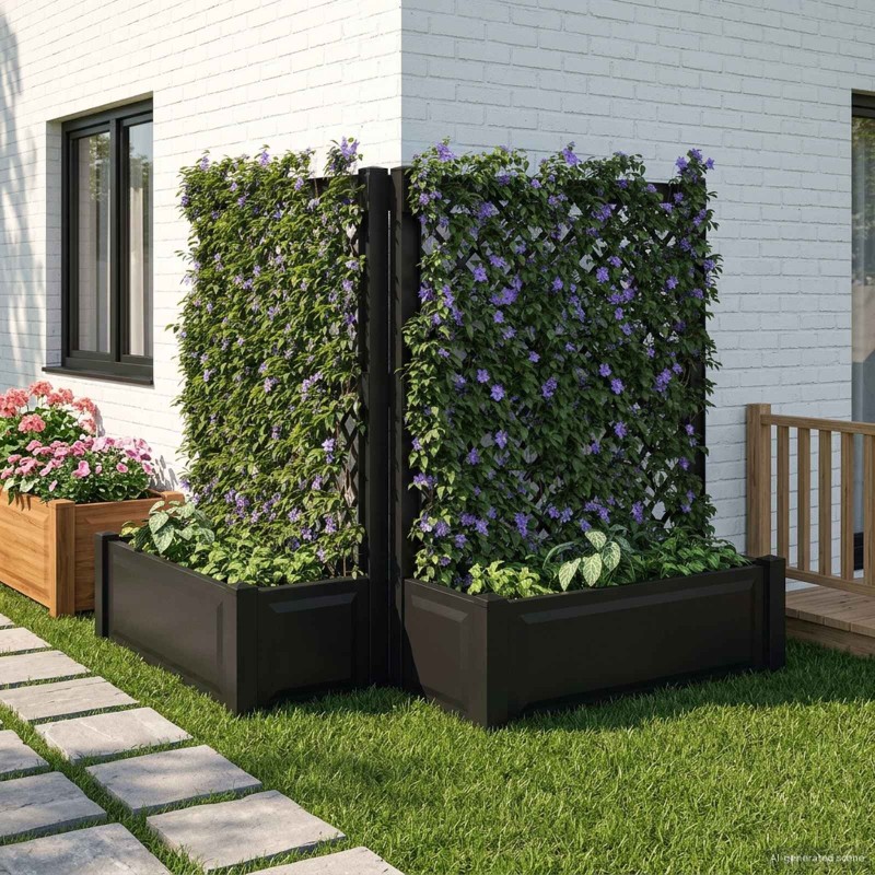 Grand bac avec treille 2 pcs Anthracite 143 x 143 x 133,5 cm PP 643980643980