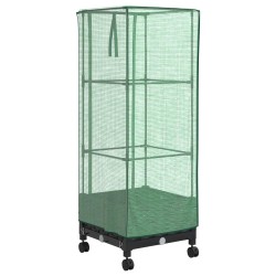 Jardinière de jardin avec couverture de serre et roues Noir PP 643984643984