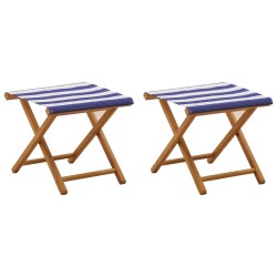 Chaise Longue 2 pcs Bois d'eucalyptus massif Bleu et Blanc 644010644010