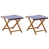 Chaise Longue 2 pcs Bois d'eucalyptus massif Bleu et Blanc 644010644010