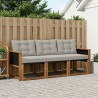 Ensemble de canapés d'extérieur 3 pcs Naturel et gris clair 644017644017