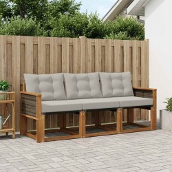 Ensemble de canapés d'extérieur 3 pcs Naturel et gris clair 644020644020