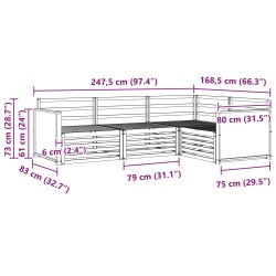 Ensemble de canapés d'extérieur 4 pcs Naturel 644024644024