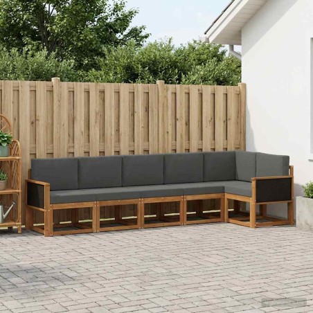 Ensemble de canapés d'extérieur 6 pcs Naturel et Anthracite 644032644032