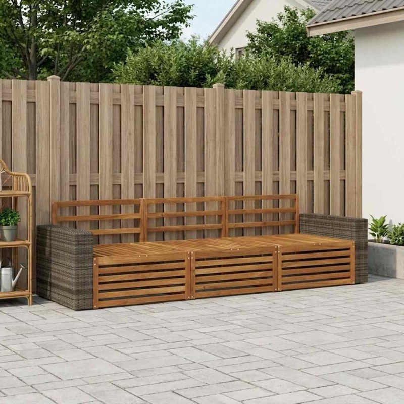 Ensemble de canapés d'extérieur 3 pcs Naturel 644034644034