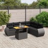 Salon de jardin 7 pcs avec coussins noir résine tressée 644036644036