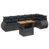 Salon de jardin 7 pcs avec coussins noir résine tressée 644041644041