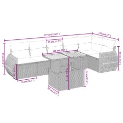 Salon de jardin 7 pcs avec coussins noir résine tressée 644041644041