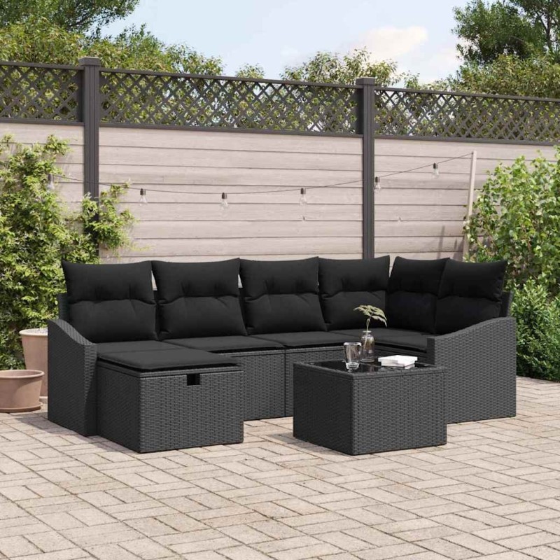 Ensemble de Canapés avec coussin 7 pcs polyrotin 644046644046