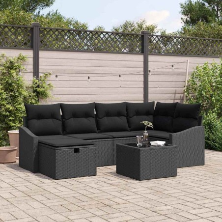 Ensemble de Canapés avec coussin 7 pcs polyrotin 644046644046