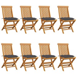Chaises de jardin avec coussins anthracite lot de 8 Teck massif 644050644050