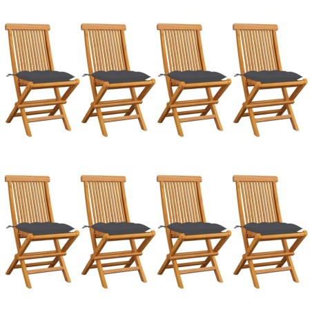 Chaises de jardin avec coussins anthracite lot de 8 Teck massif 644050644050