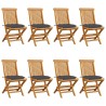Chaises de jardin avec coussins anthracite lot de 8 Teck massif 644050644050