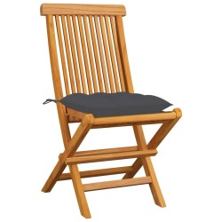 Chaises de jardin avec coussins anthracite lot de 8 Teck massif 644050644050