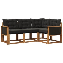 Ensemble de canapés d'extérieur 4 pcs Naturel et noir 644052644052