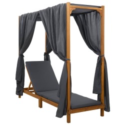 Transat simple avec auvent et rideaux Bois d'Acacia Massif 644062644062