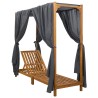Transat simple avec auvent et rideaux Bois d'Acacia Massif 644062644062