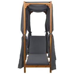 Transat simple avec auvent et rideaux Bois d'Acacia Massif 644062644062