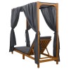 Transat simple avec auvent et rideaux Bois d'Acacia Massif 644062644062