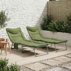 Transat pliant avec coussin 2 pcs Vert foncé 644063644063