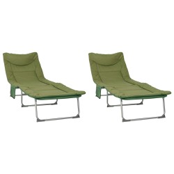 Transat pliant avec coussin 2 pcs Vert foncé 644063644063