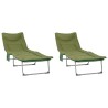 Transat pliant avec coussin 2 pcs Vert foncé 644063644063