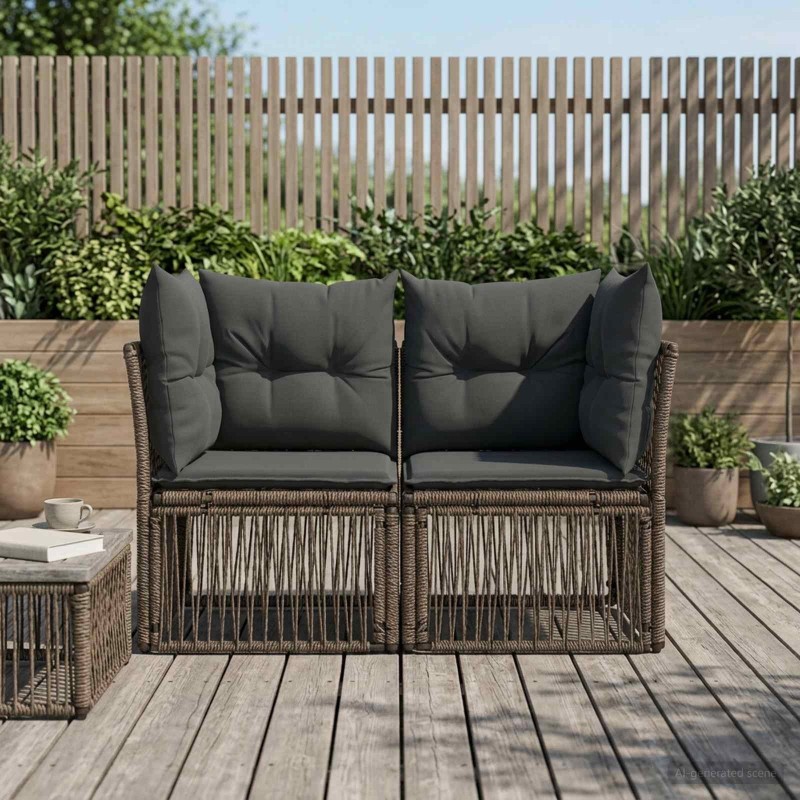 Canapé de jardin 2-Nombre de places Gris polyrotin 644069644069
