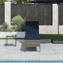 Transat avec coussin gris 55x200x44cm résine tressée 644070644070