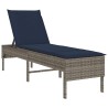 Transat avec coussin gris 55x200x44cm résine tressée 644070644070