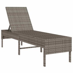 Transat avec coussin gris 55x200x44cm résine tressée 644070644070