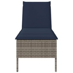 Transat avec coussin gris 55x200x44cm résine tressée 644070644070