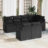 Ensemble de canapé de jardin avec coussin 7 pcs Noir polyrotin 644078644078