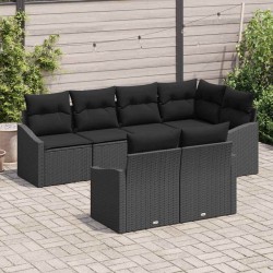 Ensemble de canapé de jardin avec coussin 7 pcs Noir polyrotin 644078644078