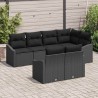 Ensemble de canapé de jardin avec coussin 7 pcs Noir polyrotin 644078644078
