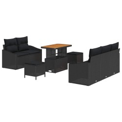 Ensemble de canapé de jardin avec coussin 8 pcs Noir 644079644079